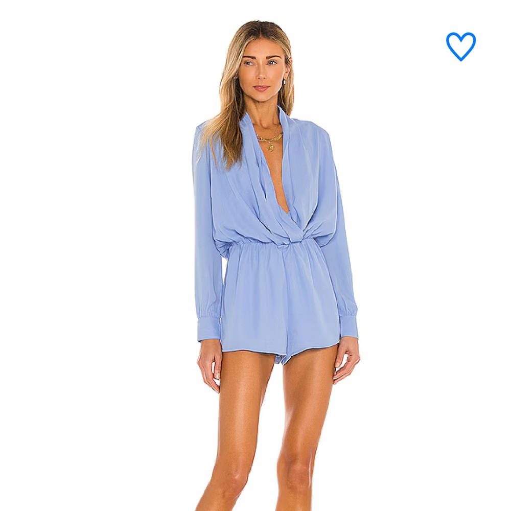 Superdown Light Blue Kaycie Long Sleeve Romper